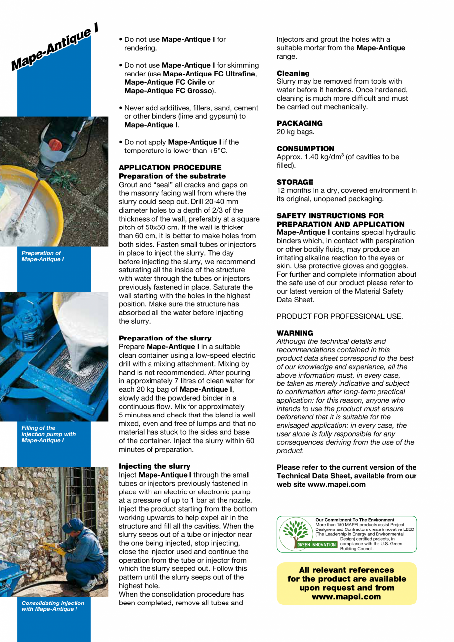 Pagina 2-Liant hidraulic filerizat, superfluid MAPEI Mape-Antique I Fisa tehnica Engleza  and internal...