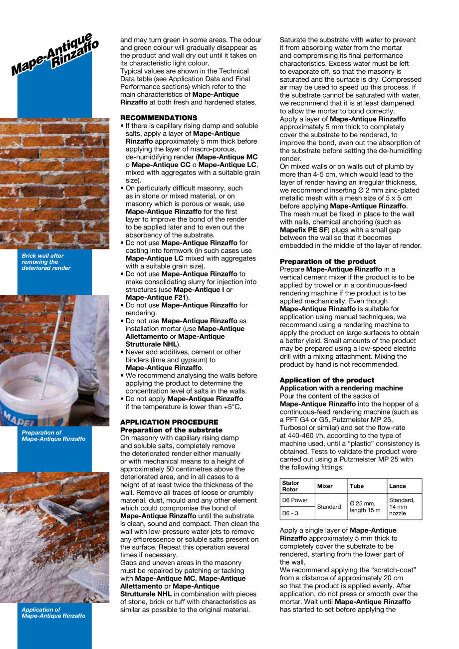 Pagina 2-Mortar predozat pe baza de var  MAPEI Mape-Antique Rinzaffo Fisa tehnica Engleza d
D
masonry with...