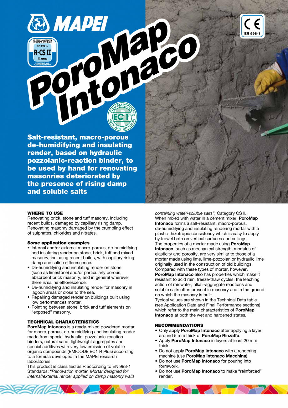 Pagina 1-Mortar predozat cu rezistenta la saruri si sulfati MAPEI Poromap Intonaco Fisa tehnica Engleza po
ac...