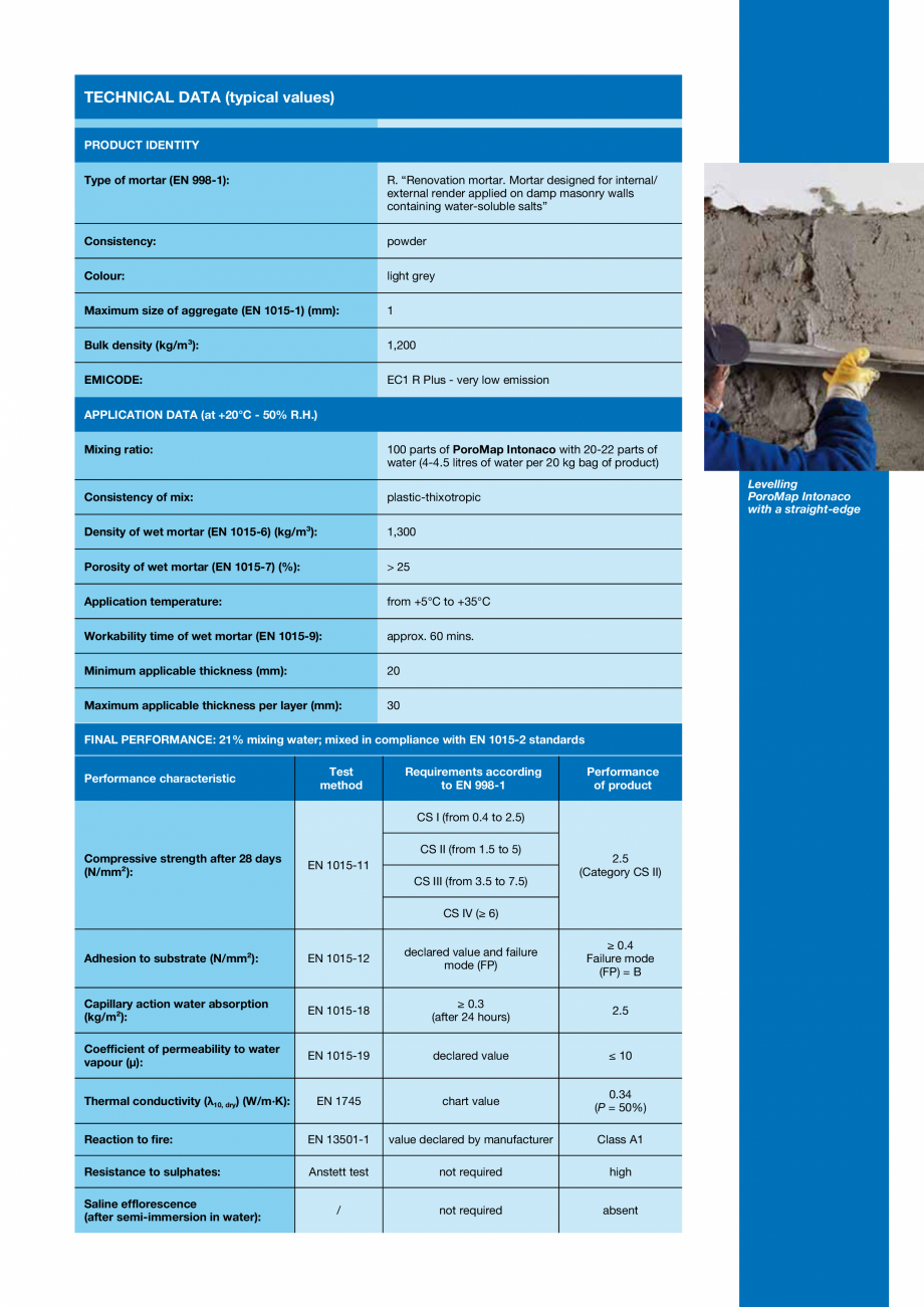 Pagina 3-Mortar predozat cu rezistenta la saruri si sulfati MAPEI Poromap Intonaco Fisa tehnica Engleza sy to...