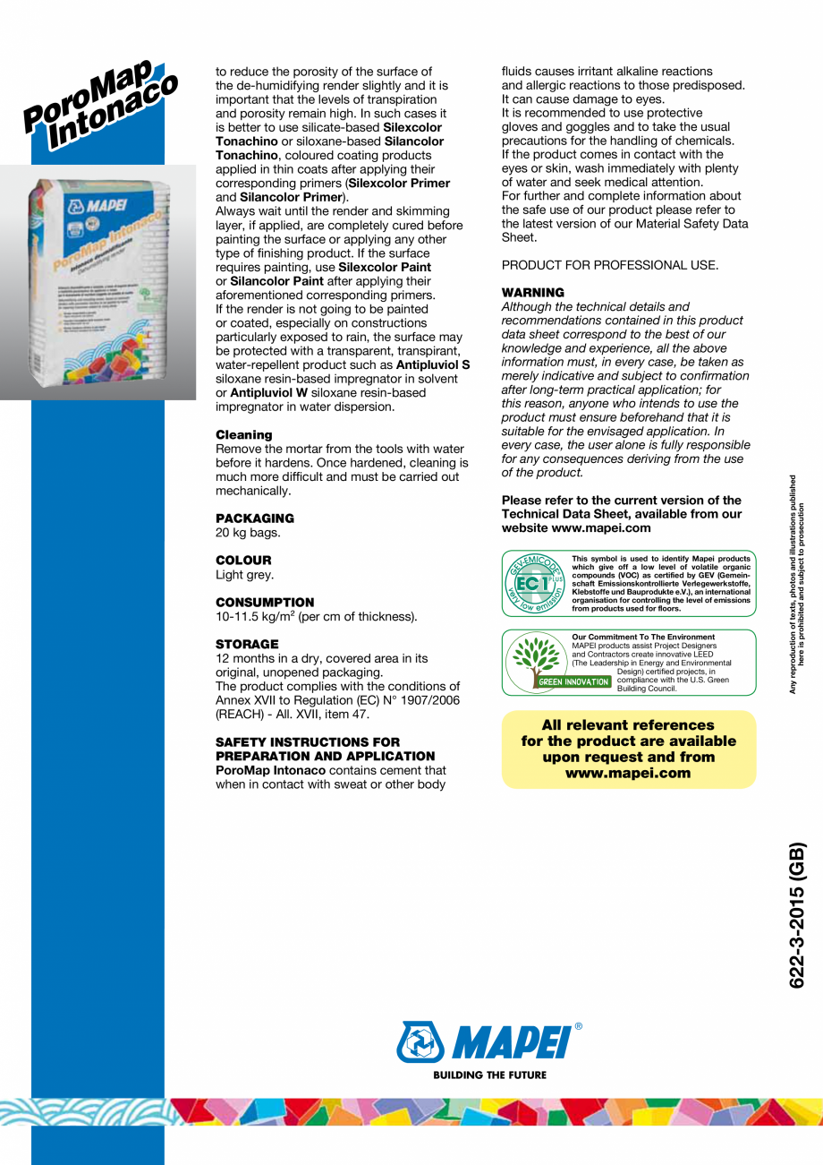 Pagina 4-Mortar predozat cu rezistenta la saruri si sulfati MAPEI Poromap Intonaco Fisa tehnica Engleza  not ...