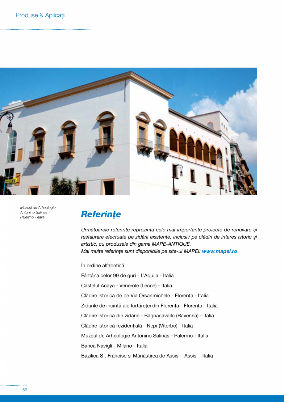 Pagina 66-Produse si sisteme pe baza de VAR pentru restaurarea cladirilor din zidarie MAPEI Catalog, brosura...