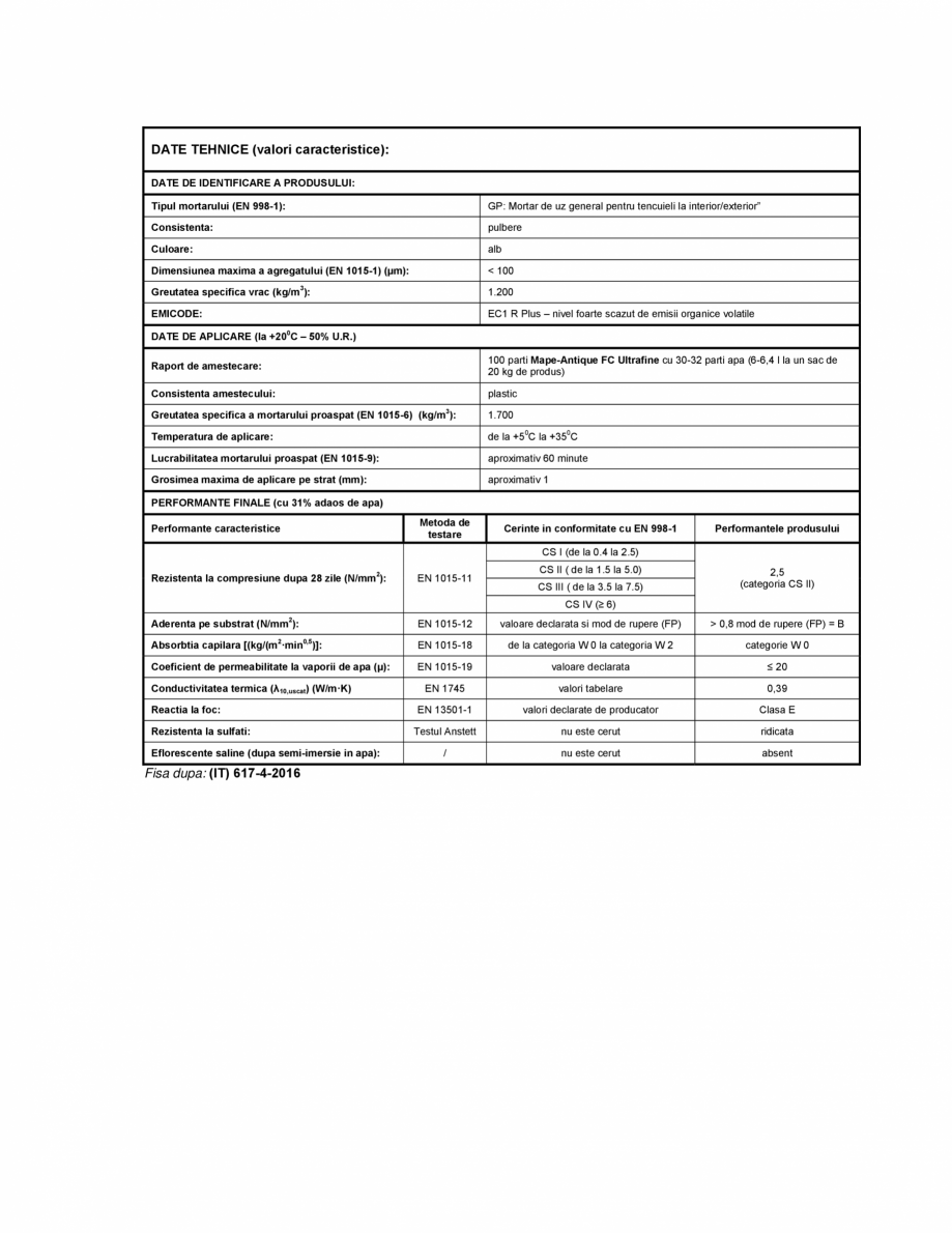 Pagina 3-Mortar rezistent la saruri pentru finisarea neteda a tencuielilor MAPEI Mape-Antique FC Ultrafine...