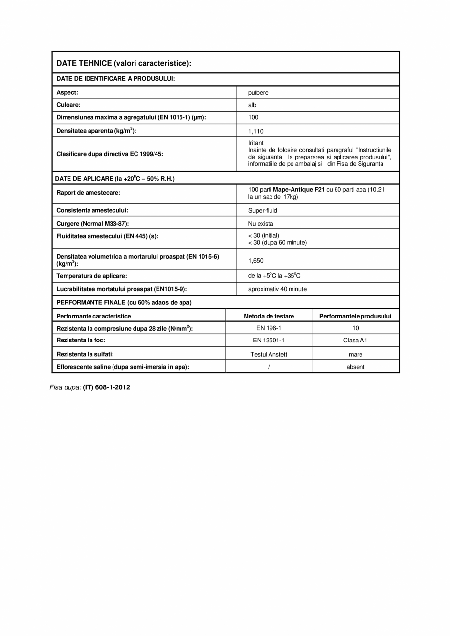 Pagina 3-Liant hidraulic filerizat, superfluid, pentru consolidari in zone dificile MAPEI Mape-Antique F21...