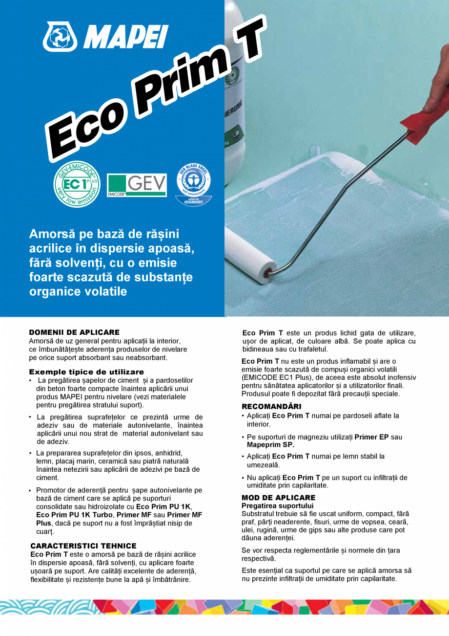 Pagina 1-Amorsa pe baza de rasini acrilice in dispersie apoasa MAPEI ECO PRIM T Fisa tehnica Romana m
i
r
P
o...