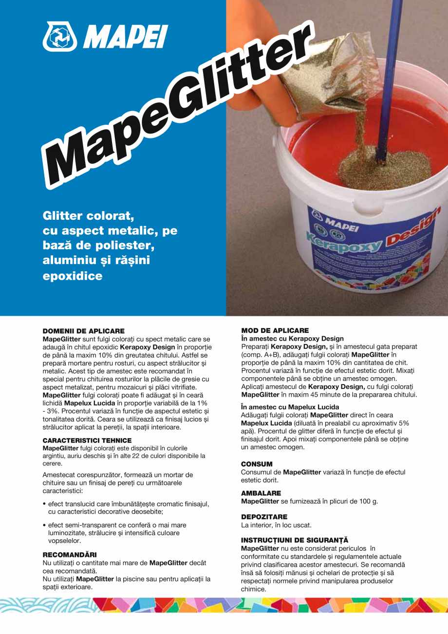 Pagina 1-Glitter colorat, cu aspect metalic, pe baza de poliester, aluminiu si rasini epoxidice MAPEI...