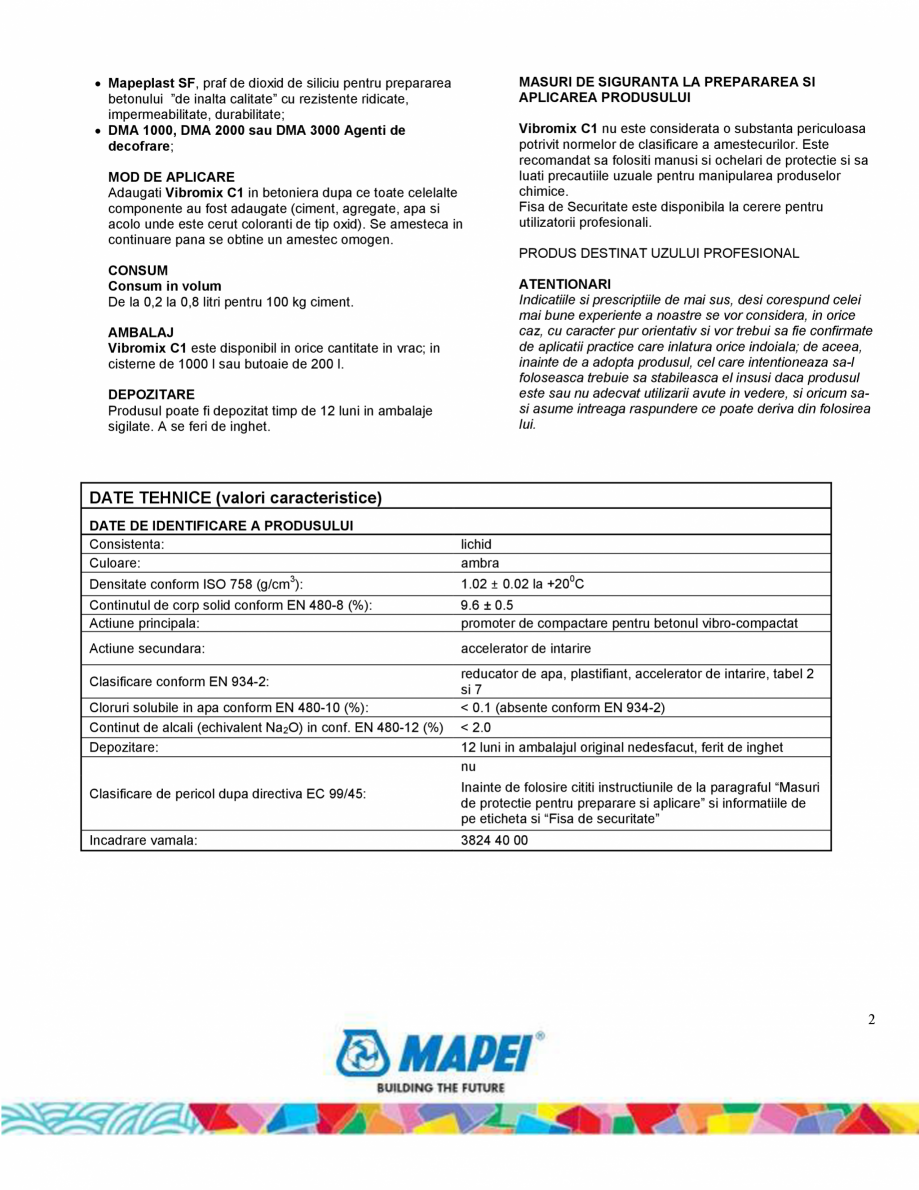 Pagina 2-Aditiv plastifiant pentru cresterea rezistentelor mecanice ale betonului cu consistenta uscata ...