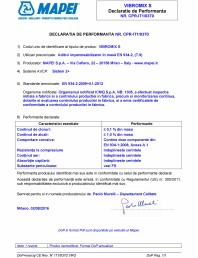 Declaratie de performanta - Aditivi impermeabilizator in masa EN 934-2, (T.9)
