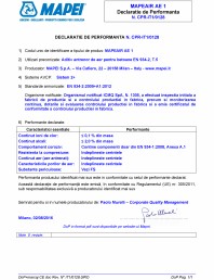 Declaratie de performanta - Aditiv antrenor de aer pentru betoane EN 934-2, T.5