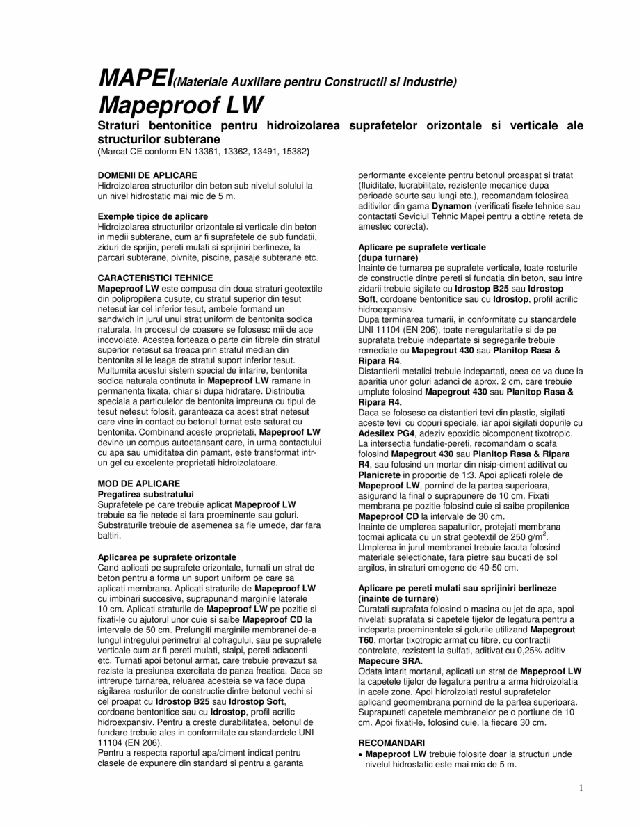 Pagina 1-Straturi bentonitice pentru hidroizolarea suprafetelor orizontale si verticale ale structurilor...
