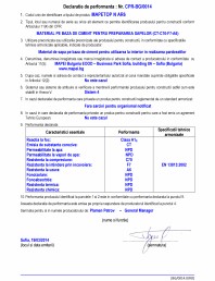 Declaratie de performanta - Material pe baza de ciment pentru prepararea sapelor (CT-C70-F7-A6)