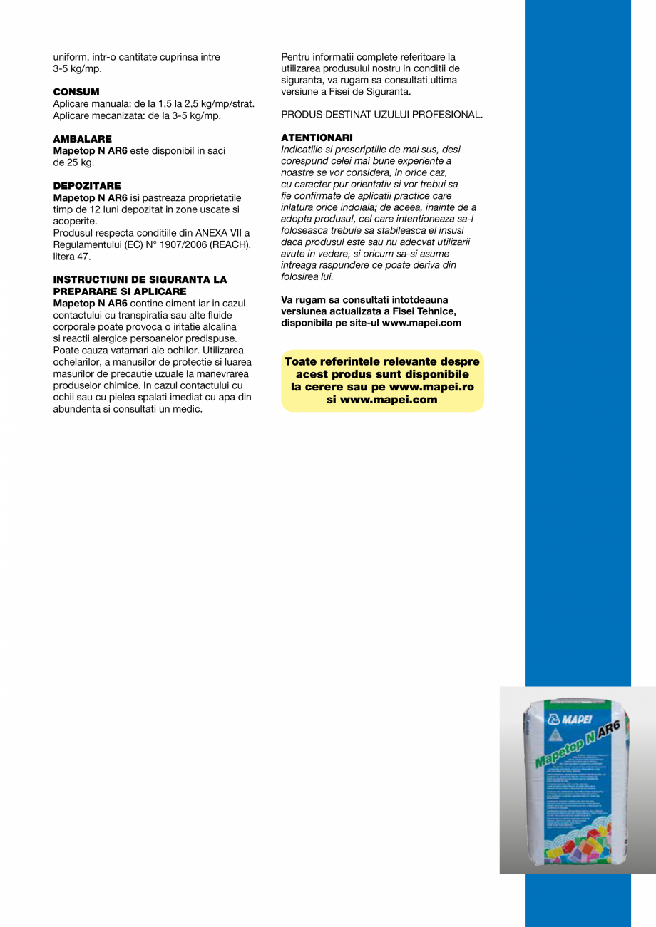 Pagina 3-Intaritor de suprafata premixat, gata preparat MAPEI MAPETOP N AR6 Fisa tehnica Romana  Mapetop N...