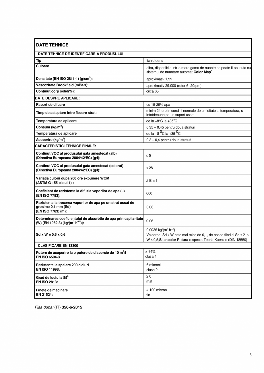 Pagina 3-Vopsea siloxanica pentru aplicatii la interior si exterior MAPEI SILANCOLOR PITTURA Fisa tehnica...