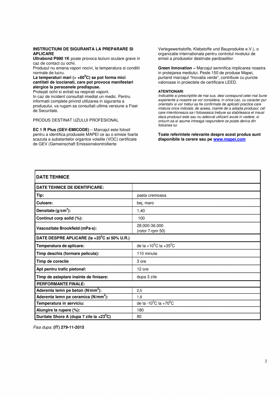 Pagina 3-Adeziv poliuretanic monocomponent, fara solventi, elastic, pentru toate tipurile de parchet MAPEI...