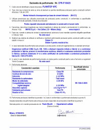 Declaratie de performanta - Mortar hidraulic pe baza de ciment hidraulic - (R4-CC)