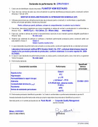 Declaratie de performanta - mortar de nivelare/tencuire cu intrebuintari generale (GP)