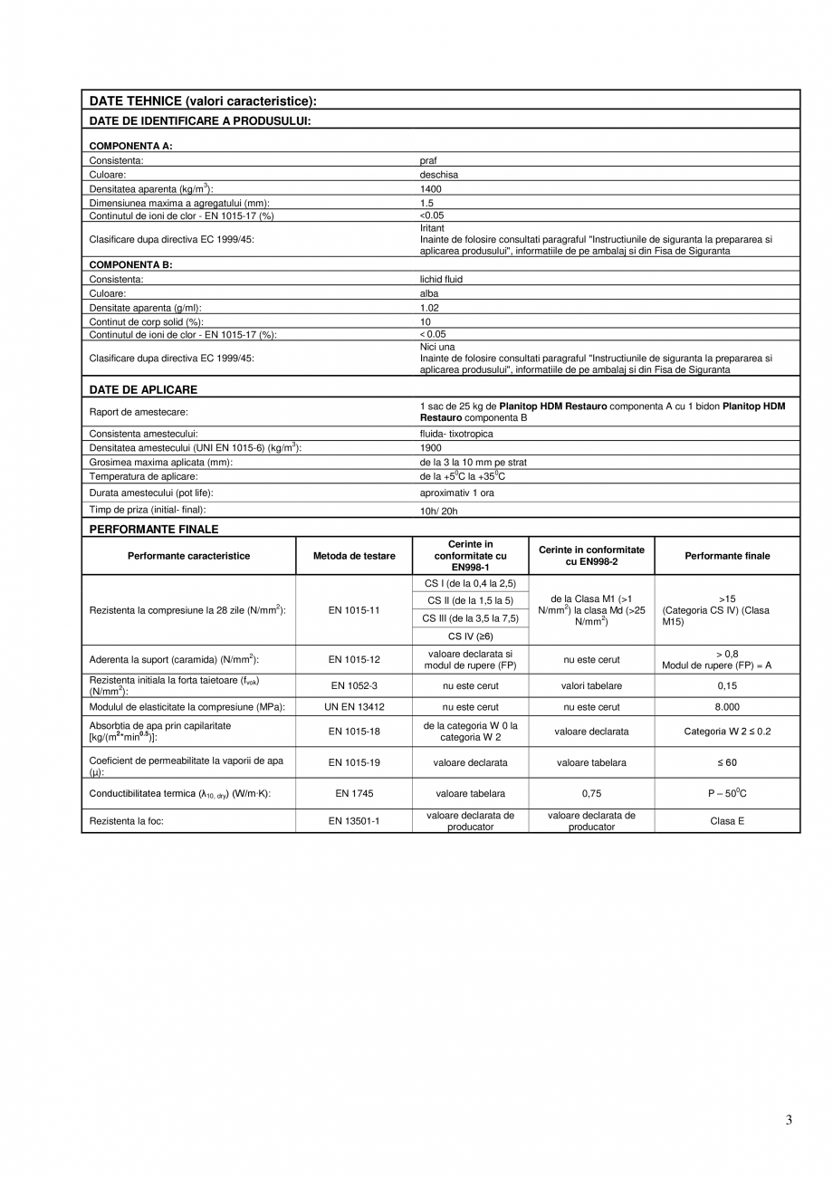 Pagina 3-Mortar pe baza de var hidraulic (NHL) si Eco- Pozzolan, bicomponent pentru nivelarea substraturilor ...