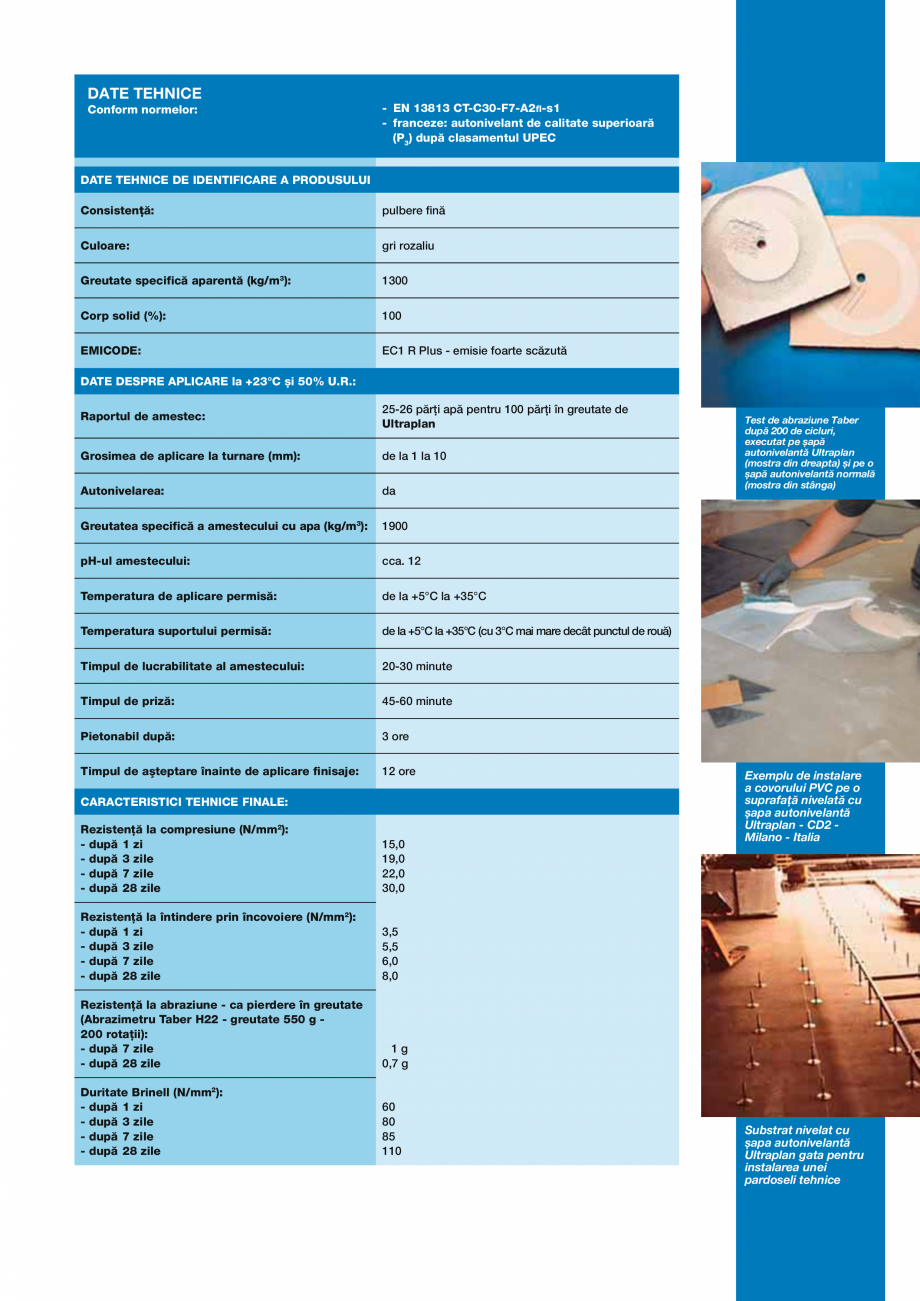 Pagina 3-Sapa autonivelanta cu intarire ultrarapida MAPEI ULTRAPLAN Fisa tehnica Romana rea unui sac de...