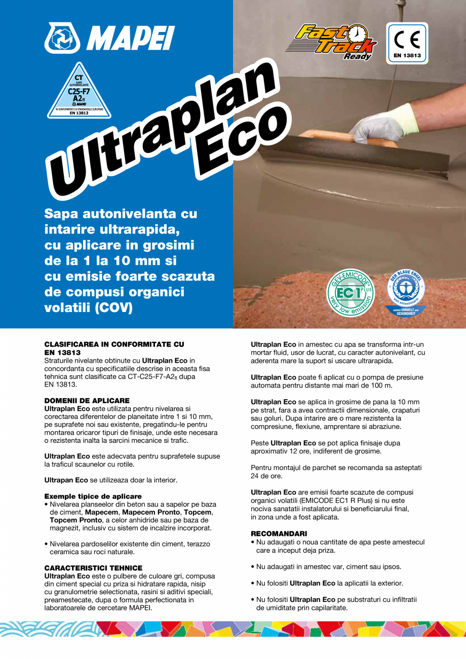 Pagina 1-Sapa autonivelanta cu intarire ultrarapida, cu aplicare in grosimi de la 1 la 10 mm MAPEI ULTRAPLAN ...