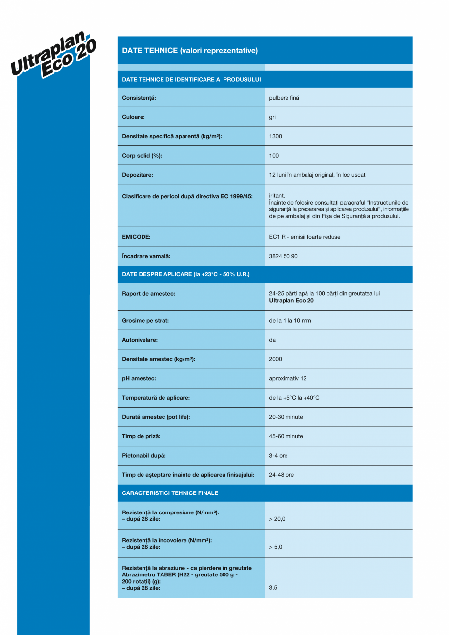 Pagina 2-Șapă autonivelantă cu hidratare rapidă și uscare ultrarapidă MAPEI ULTRAPLAN ECO 20 Fisa...