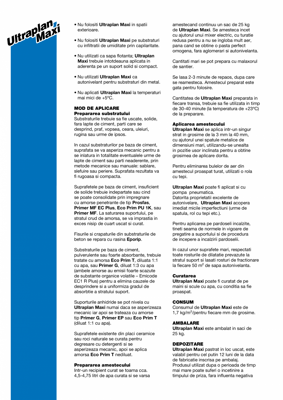 Pagina 2-Sapa autonivelanta cu intarire ultrarapida pentru turnari in grosime de la 3 la 40 mm MAPEI...