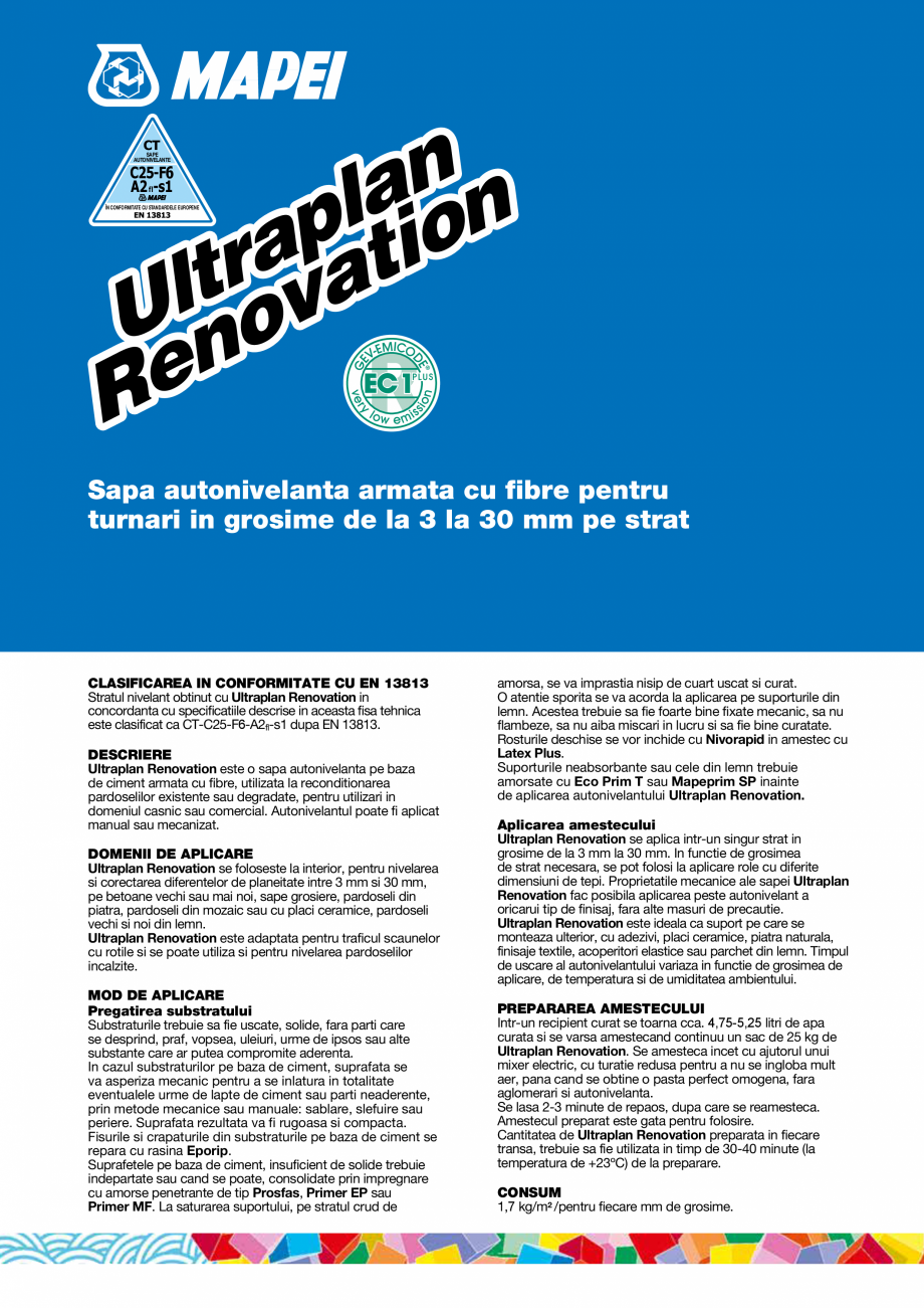 Pagina 1-Sapa autonivelanta armata cu fibre pentru turnari in grosime de la 3 la 30 mm pe strat MAPEI...