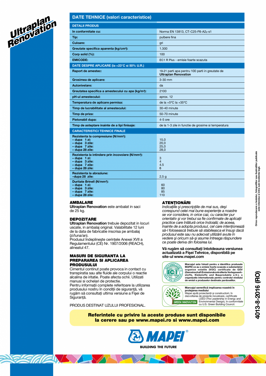 Pagina 2-Sapa autonivelanta armata cu fibre pentru turnari in grosime de la 3 la 30 mm pe strat MAPEI...
