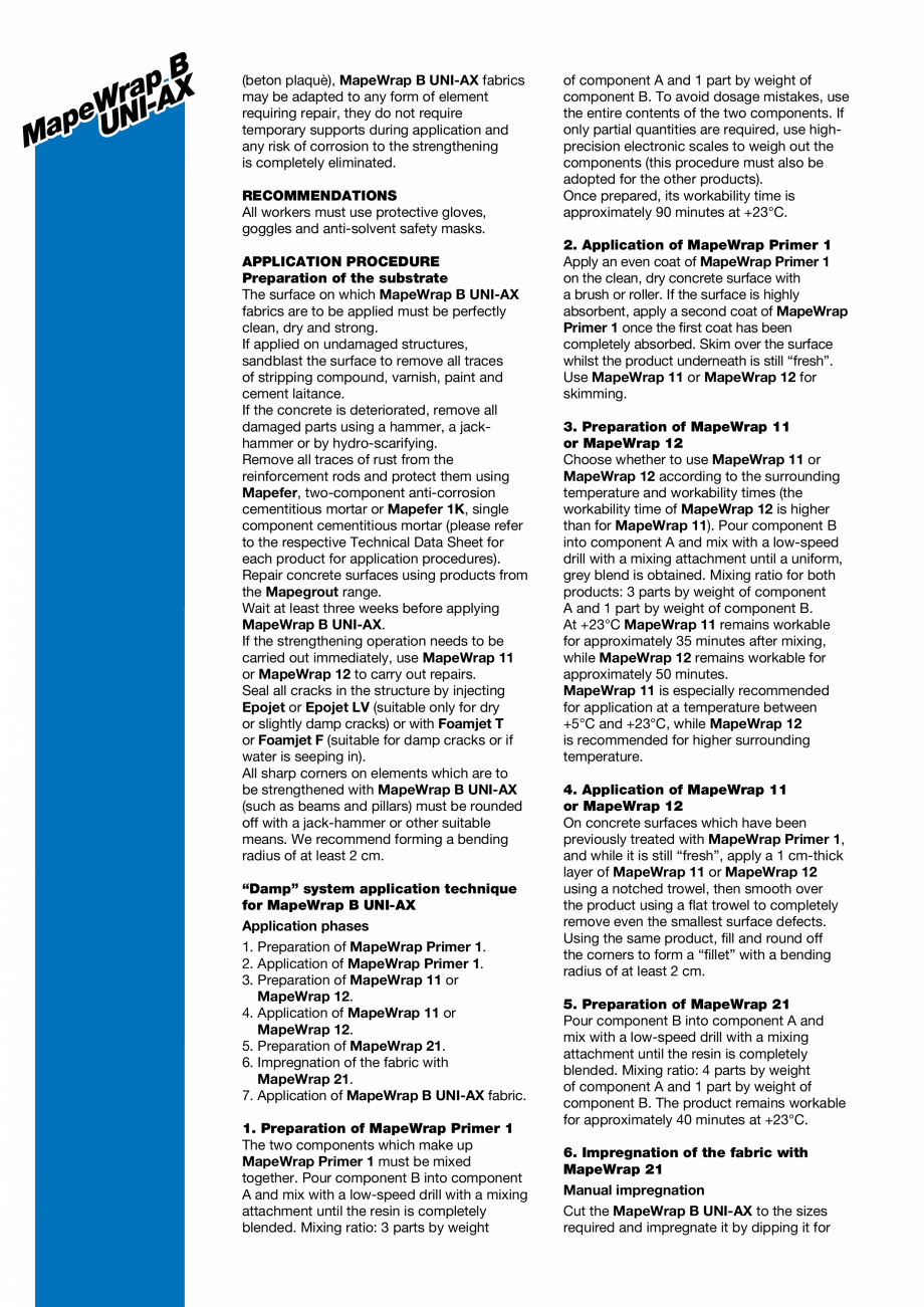 Pagina 2-Tesatura unidirectionala din fibre de bazal cu rezistenta ridicata MAPEI MAPEWRAP B UNI-AX Fisa...