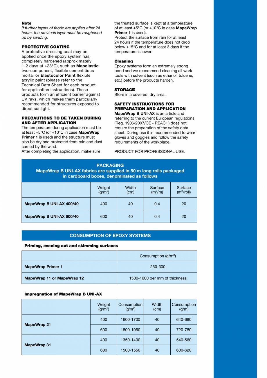Pagina 5-Tesatura unidirectionala din fibre de bazal cu rezistenta ridicata MAPEI MAPEWRAP B UNI-AX Fisa...