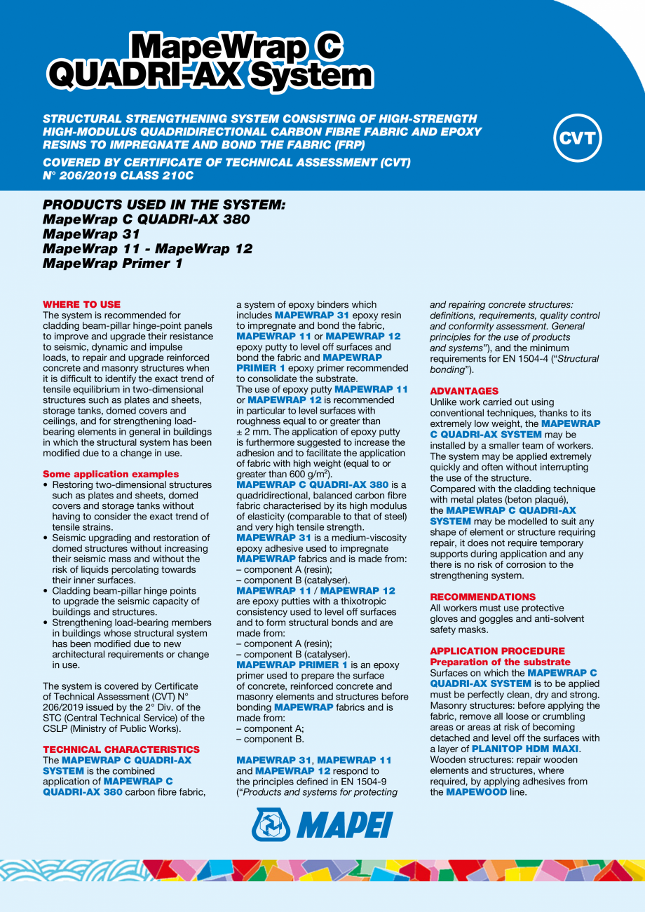 Pagina 1-Sistem de consolidare structurala MAPEI MAPEWRAP C QUADRI-AX SYSTEM Fisa tehnica Engleza MapeWrap C
...