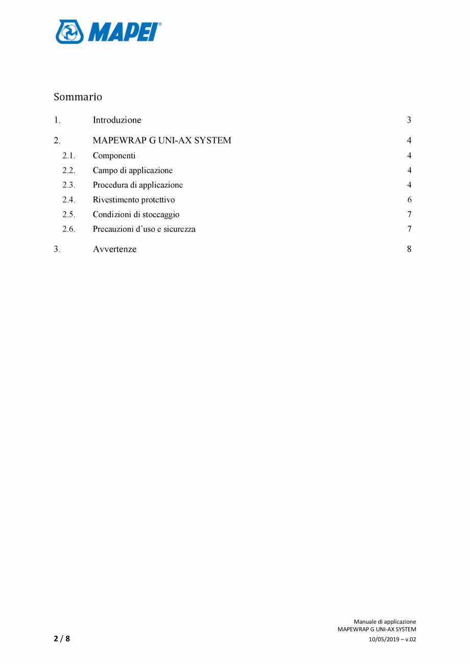Pagina 2-Sistem de consolidare structurala - Manual de prepapre si aplicare MAPEI MAPEWRAP G UNI-AX SYSTEM...