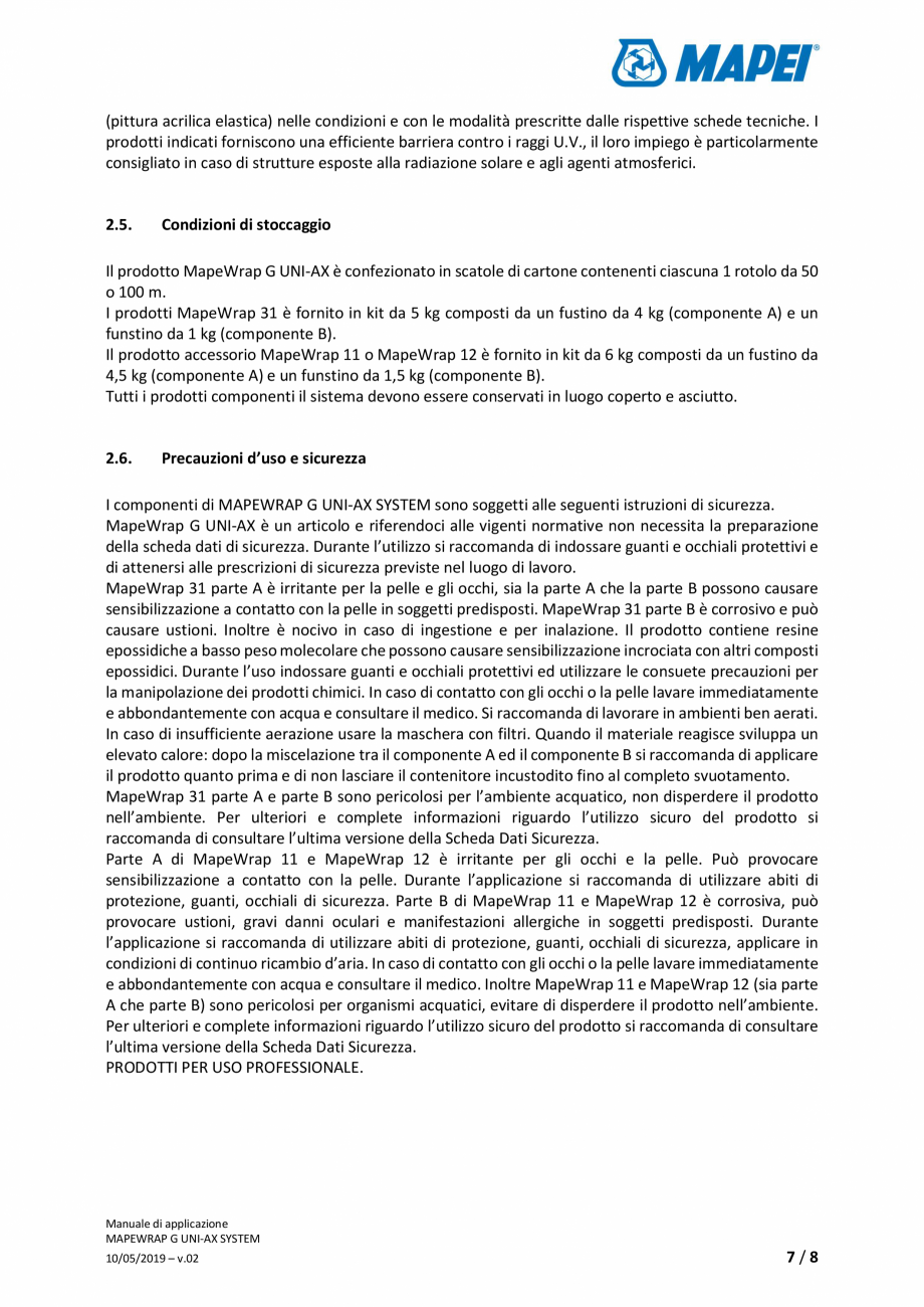 Pagina 7-Sistem de consolidare structurala - Manual de prepapre si aplicare MAPEI MAPEWRAP G UNI-AX SYSTEM...