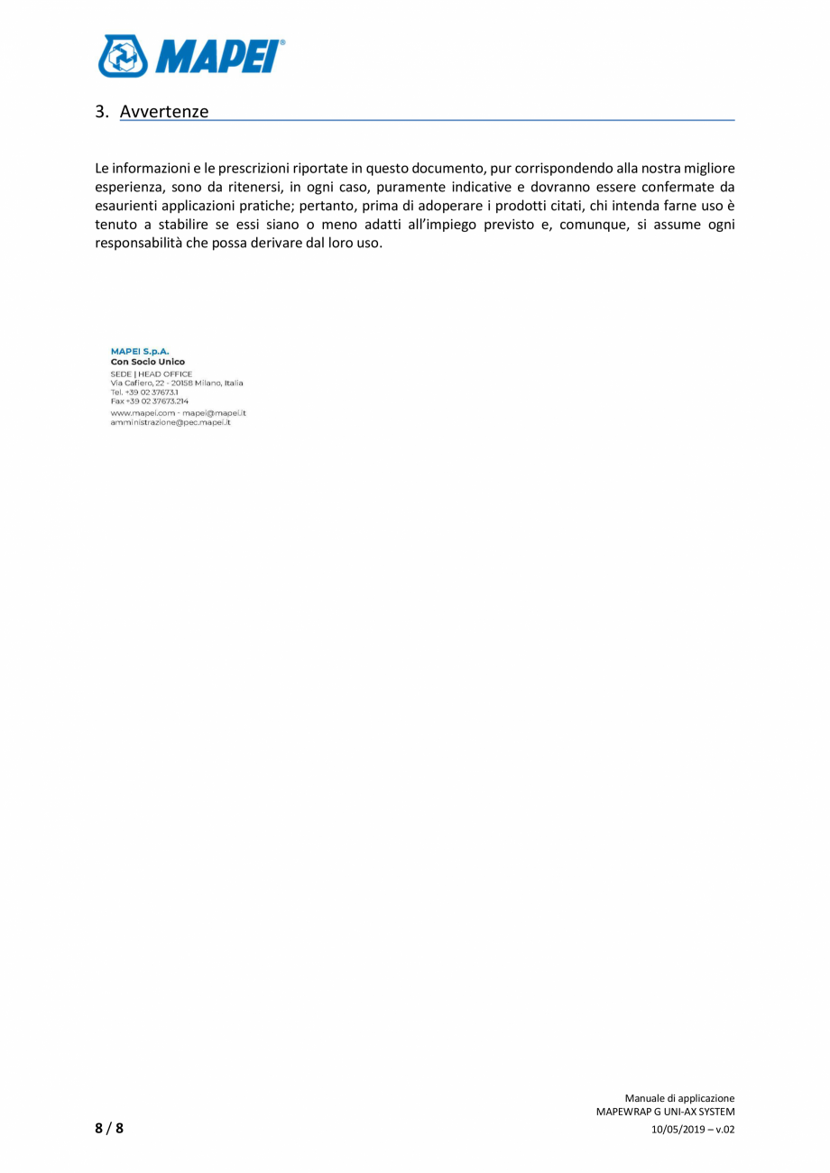 Pagina 8-Sistem de consolidare structurala - Manual de prepapre si aplicare MAPEI MAPEWRAP G UNI-AX SYSTEM...