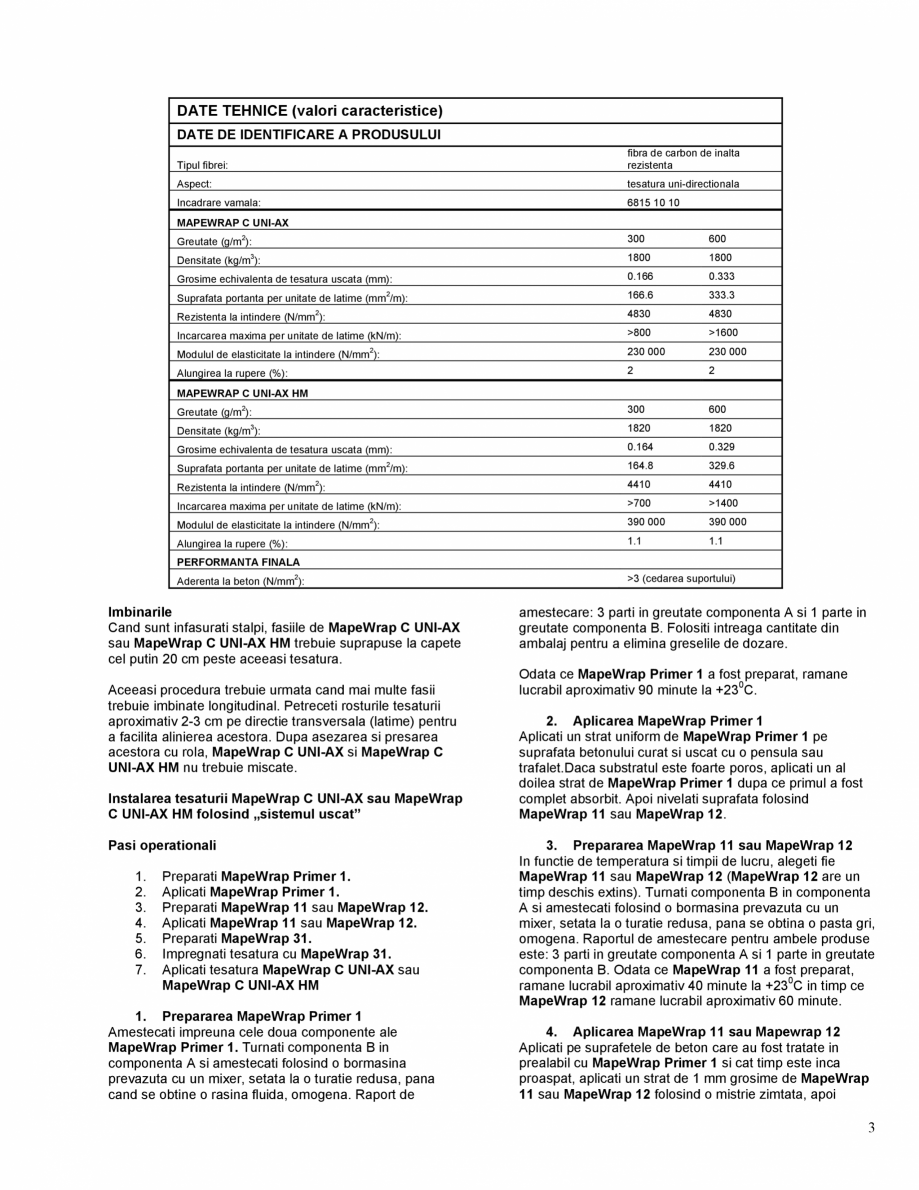 Pagina 3-Tesatura din fibra de carbon, uni-directionala, de mare rezistenta, cu modul de elasticitate ridicat...