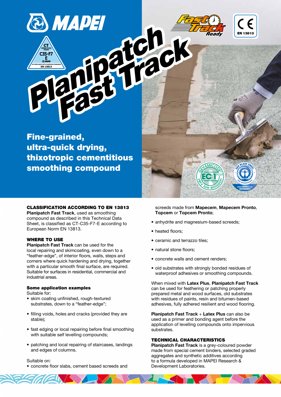 Pagina 1-Mortar fin de finisare, tixotropic, cu întărire ultrarapidă, pentru suprafețe orizontale...