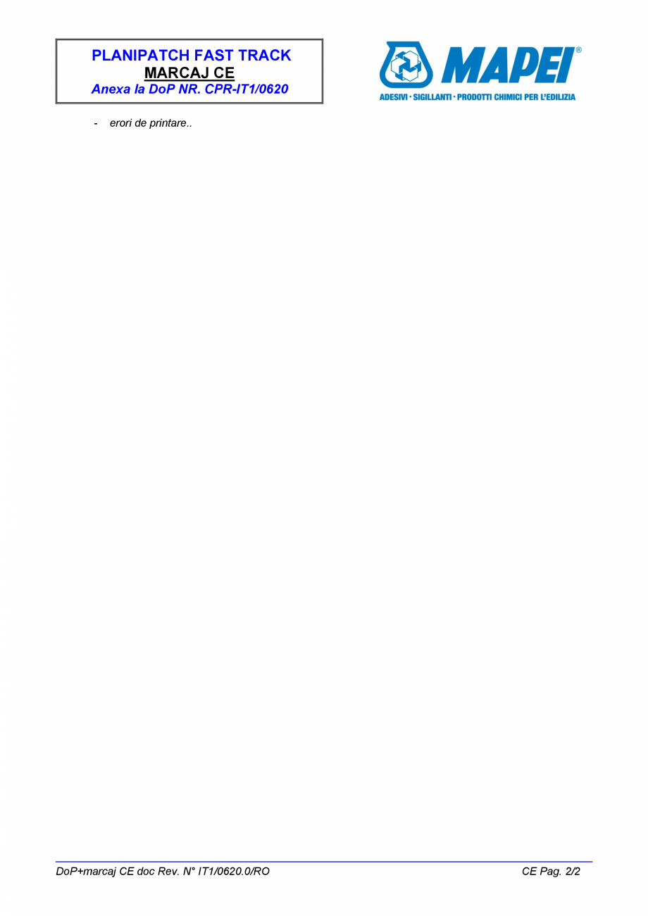 Pagina 3-Declaratie de performanta - Material de sapa pe baza de ciment pentru pardoseli interioare MAPEI...