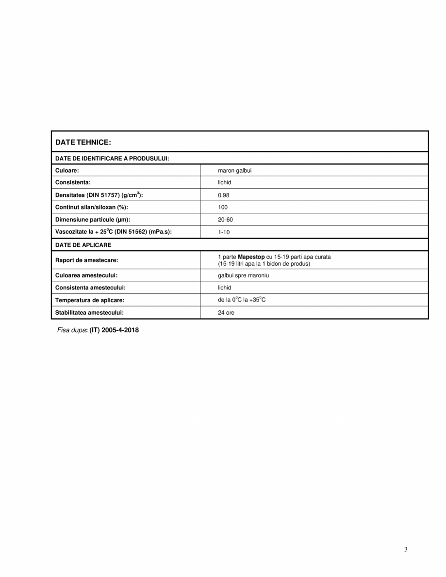 Pagina 3-Microemulsie siliconica concentrata pentru crearea de bariere chimice impotriva umiditatii capilare ...