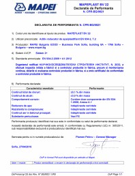Declaratie de performanta - Aditiv reducator de apa/plastifiant EN 934-2, T.2