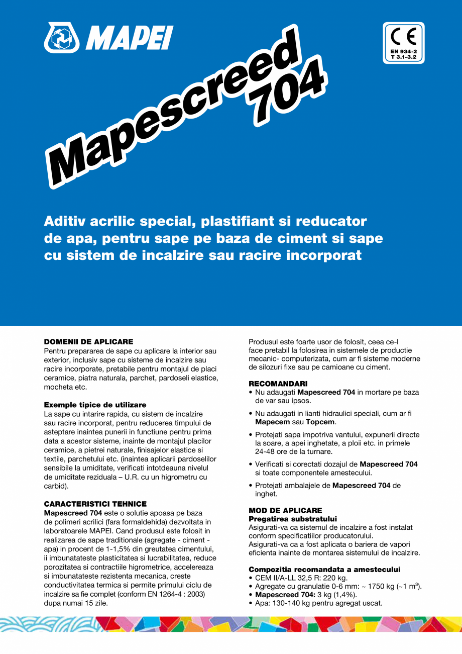 Pagina 1-Aditiv acrilic special, plastifiant pentru sape pe baza de ciment si sape cu sistem de incalzire sau...