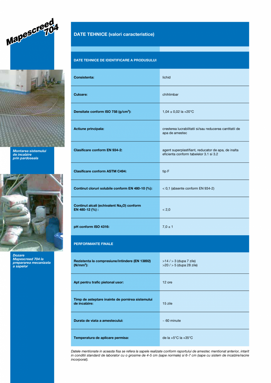 Pagina 2-Aditiv acrilic special, plastifiant pentru sape pe baza de ciment si sape cu sistem de incalzire sau...