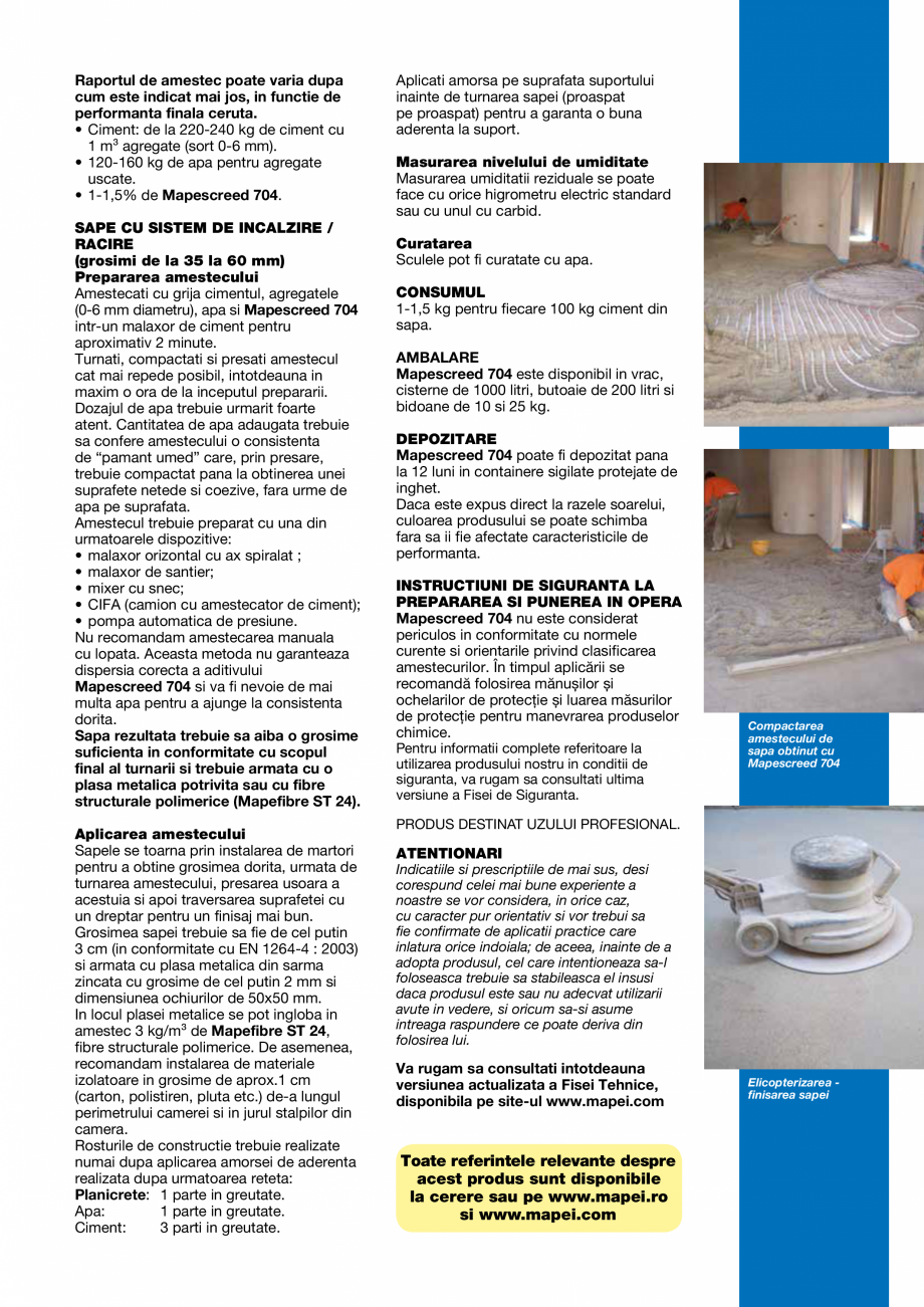 Pagina 3-Aditiv acrilic special, plastifiant pentru sape pe baza de ciment si sape cu sistem de incalzire sau...