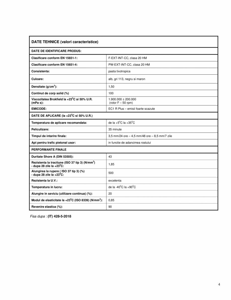 Pagina 4-Etansant si adeziv hibrid monocomponent MAPEI MAPEFLEX MS45 Fisa tehnica Romana uri, permanent...