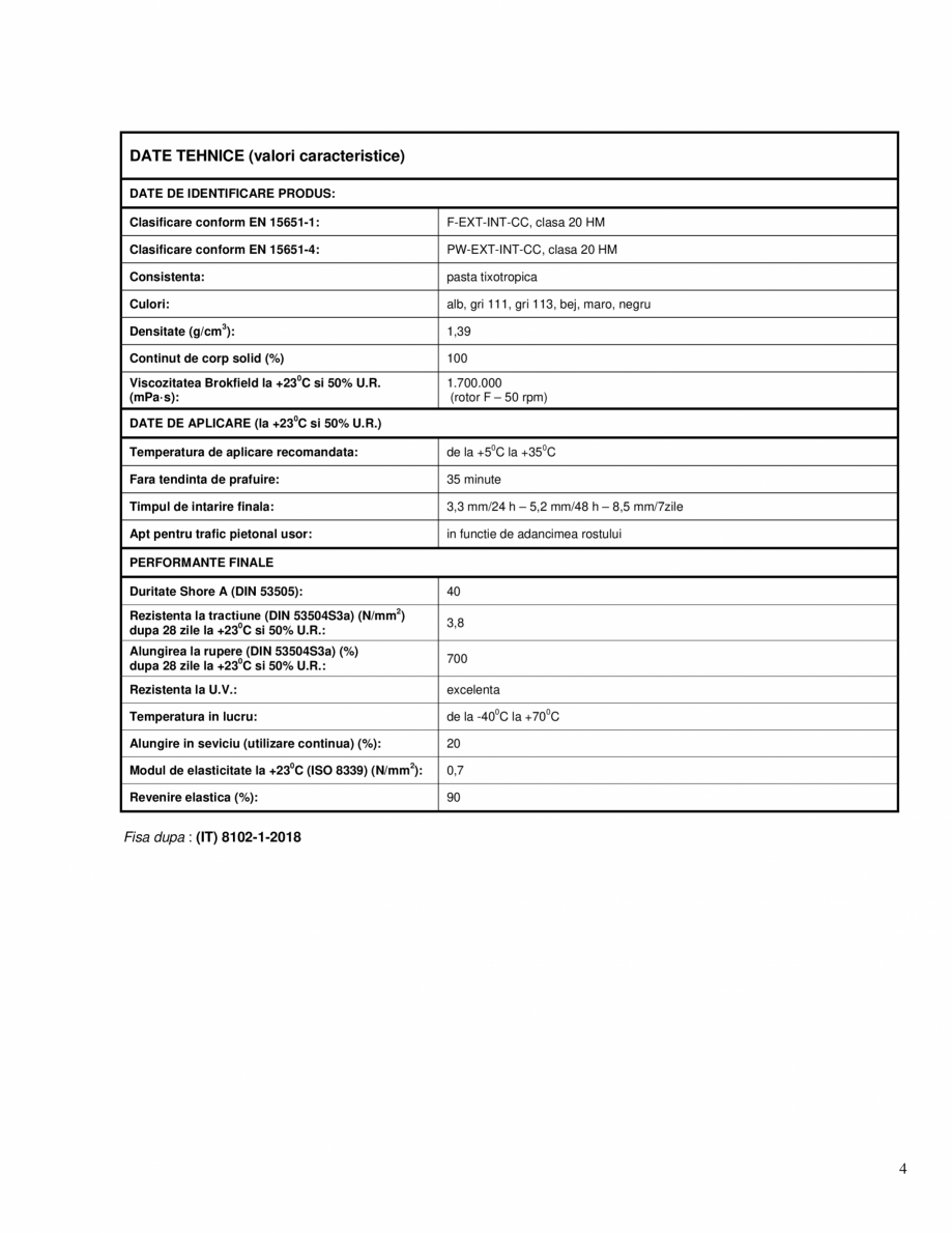 Pagina 4-Sigilant si adeziv poliuretanic monocomponent cu modul de elasticitate mare MAPEI MAPEFLEX PU 45 FT ...