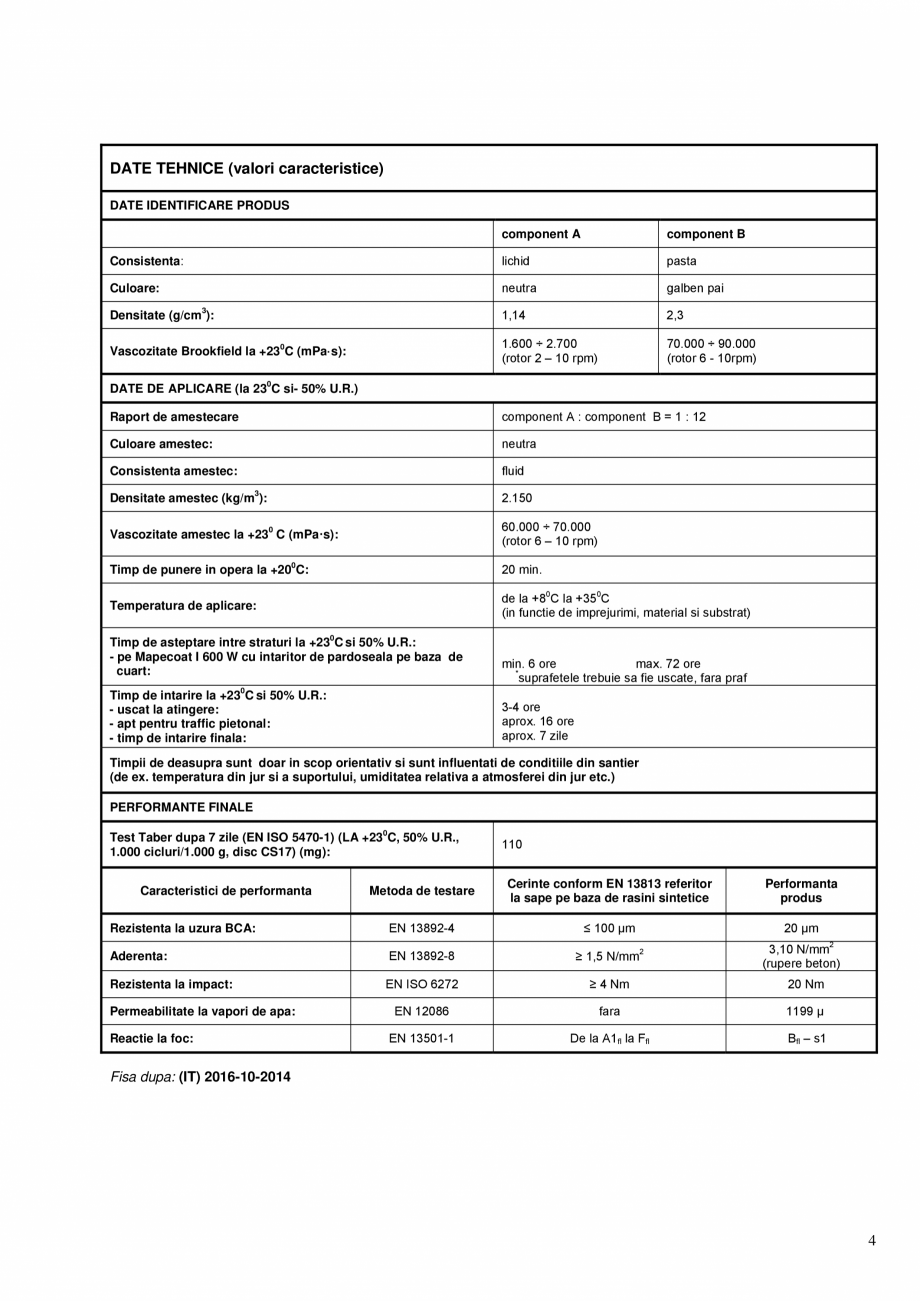 Pagina 4-Rasina epoxidica bicomponenta pentru creerea de imbracaminti permeabile la vapori pentru pardoseli...