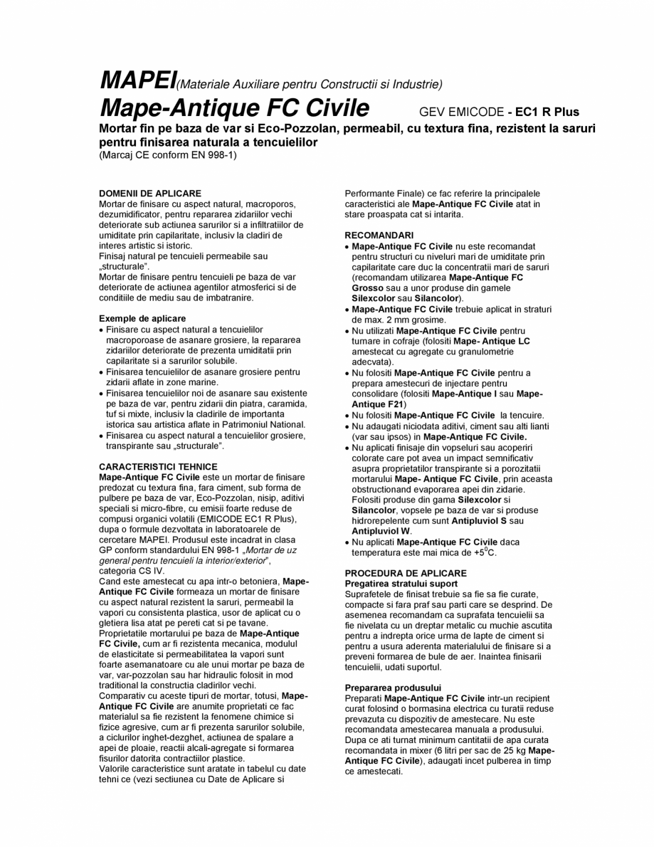 Pagina 1-Mortar fin pe baza de var si Eco-Pozzolan rezistent la saruri pentru finisarea naturala a...