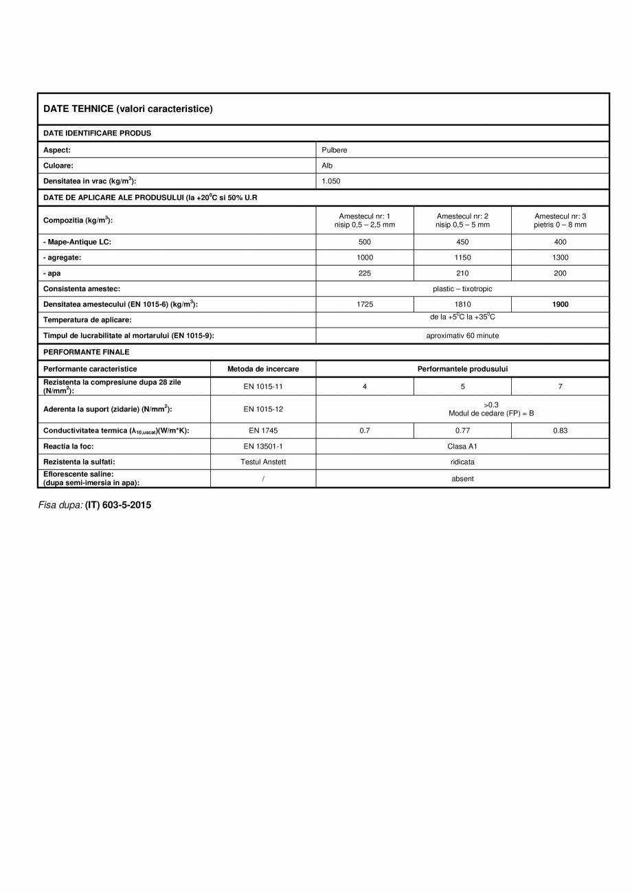 Pagina 4-Liant pe baza de var si Eco-Pozzolan MAPEI MAPE-ANTIQUE LC Fisa tehnica Romana ti tencuiala de...