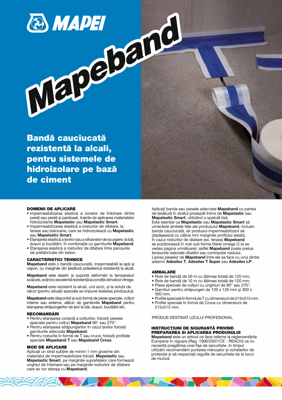 Pagina 1-Banda cauciucata rezistenta la alcali, pentru sistemele de hidroizolare pe baza de ciment MAPEI...
