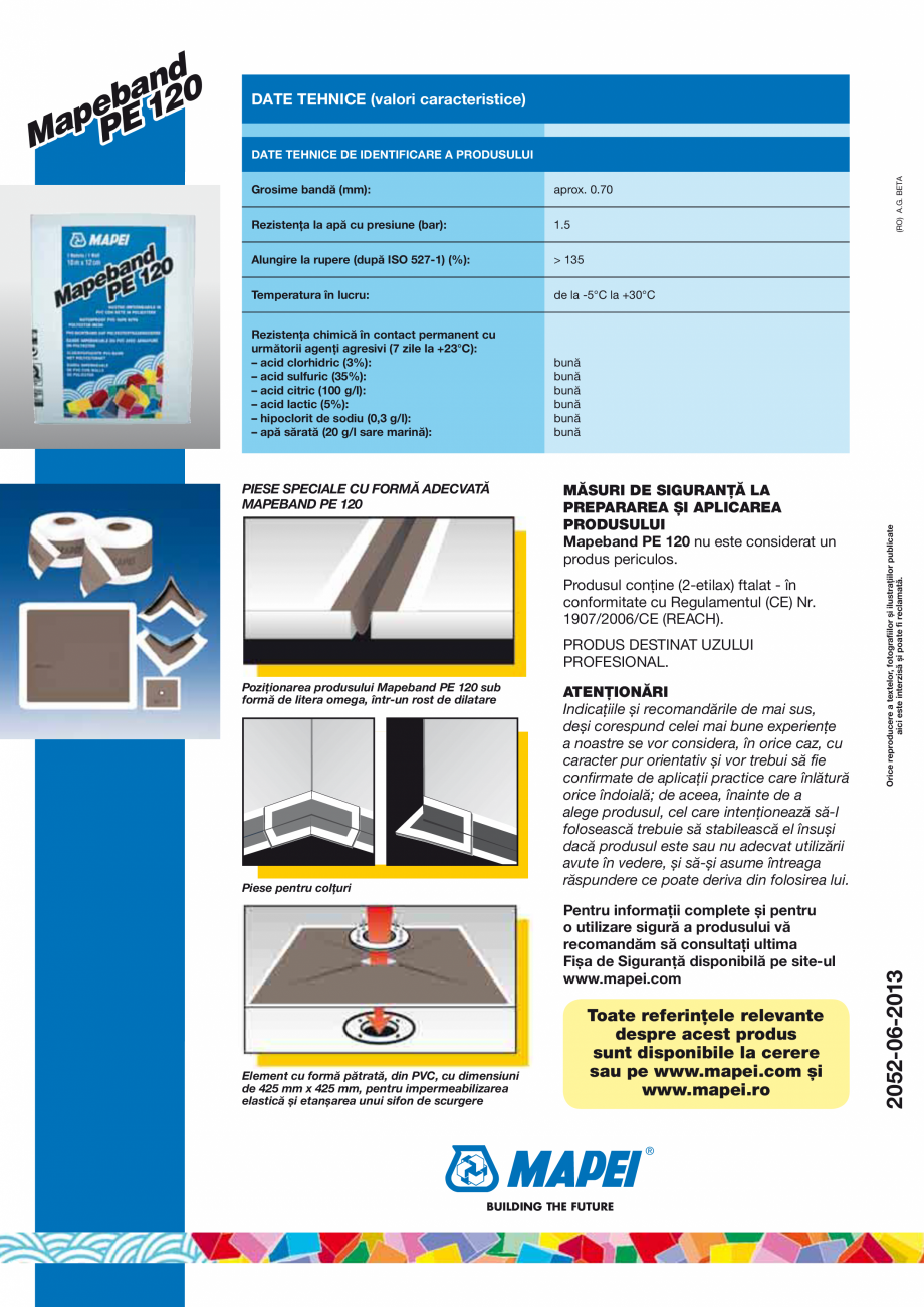 Pagina 2-Banda din PVC pentru sistemele de impermeabilizare, realizate cu membrane lichide MAPEI MAPEBAND PE ...