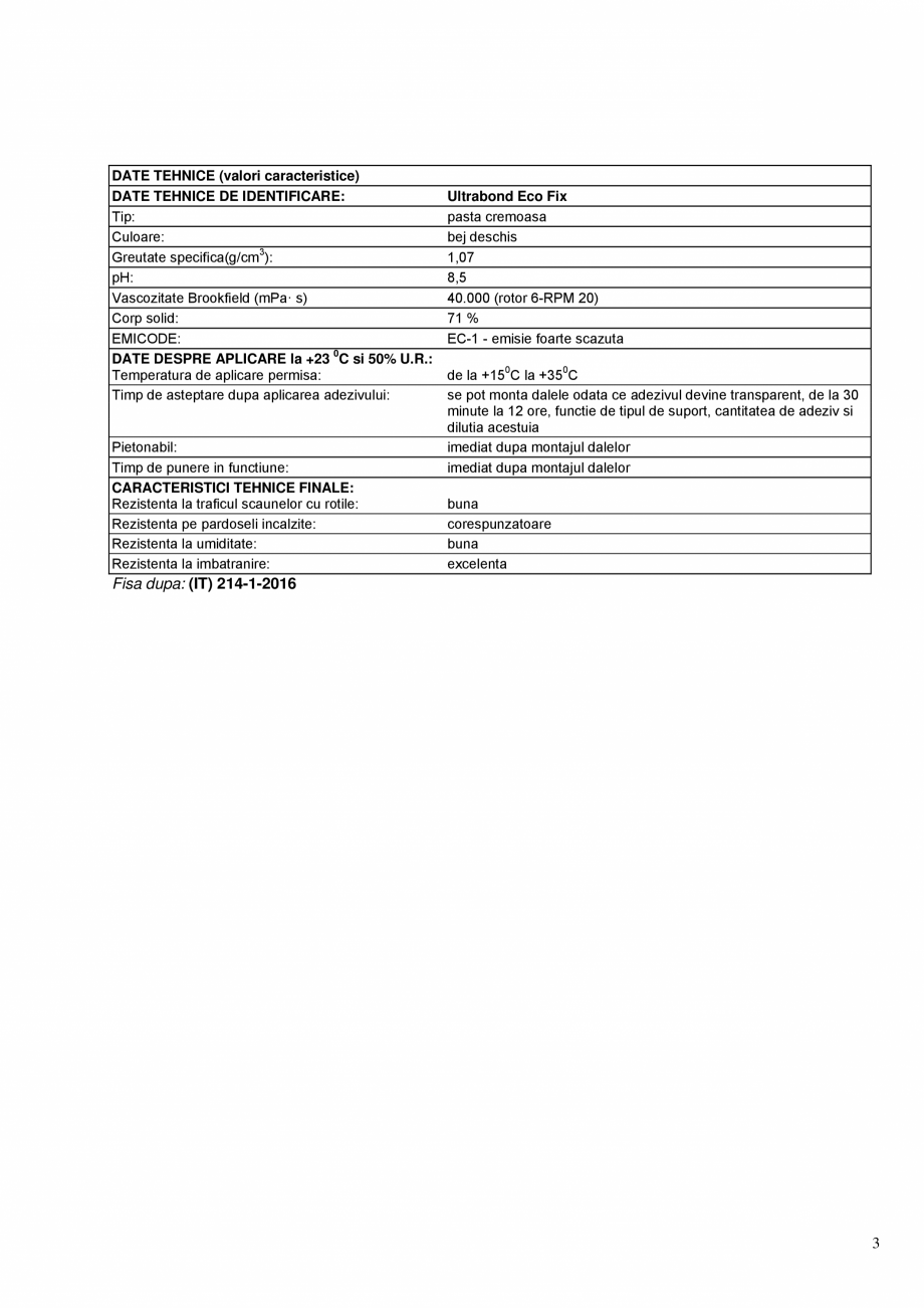 Pagina 3 - Adeziv in dispersie apoasa, permanent lipicios pentru dale de mocheta sau PVC MAPEI...