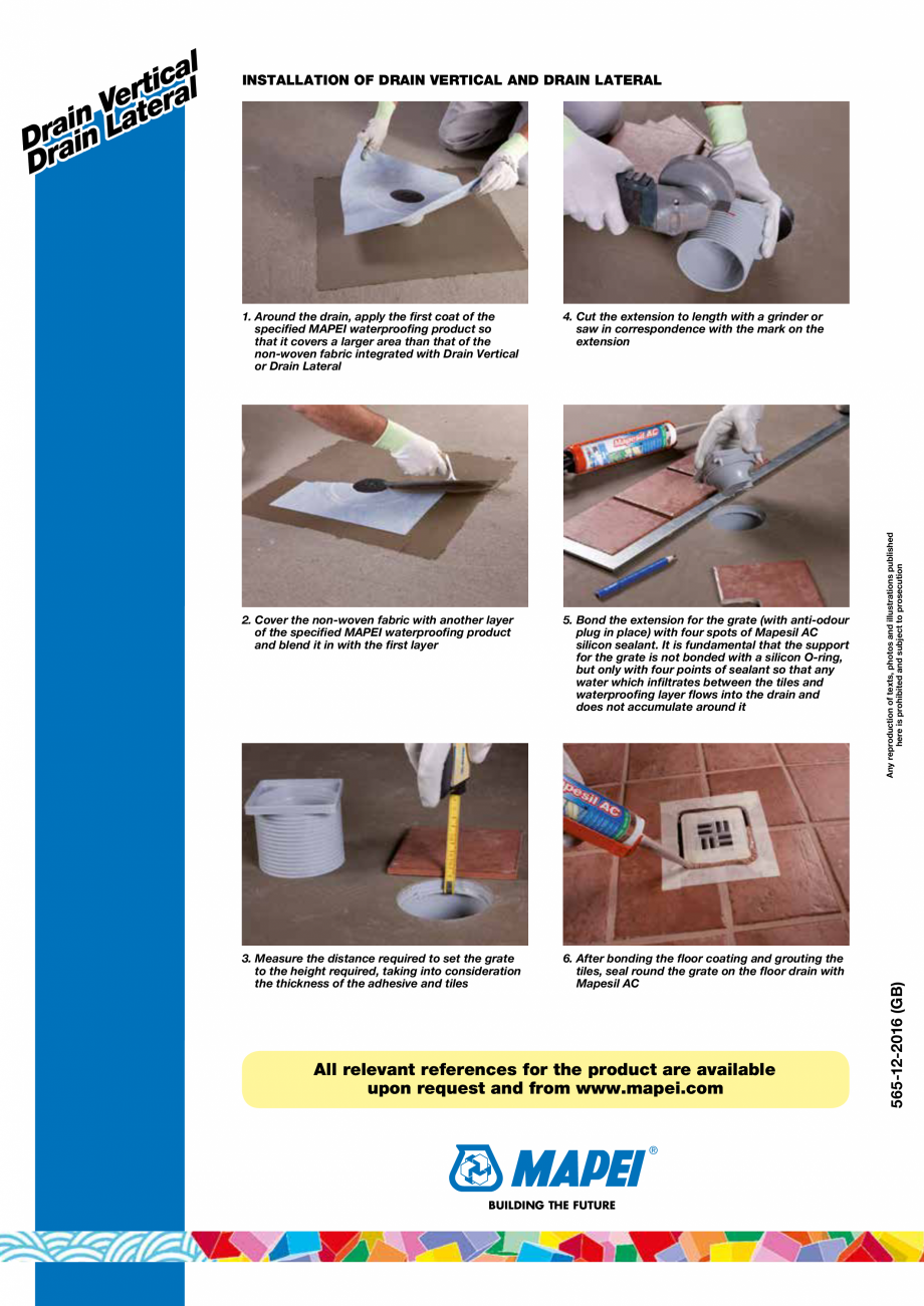 Pagina 4-Sifoane de pardoseala pentru balcoane, bai, dusuri, spatii umede MAPEI DRAIN VERTICAL DRAIN LATERAL ...